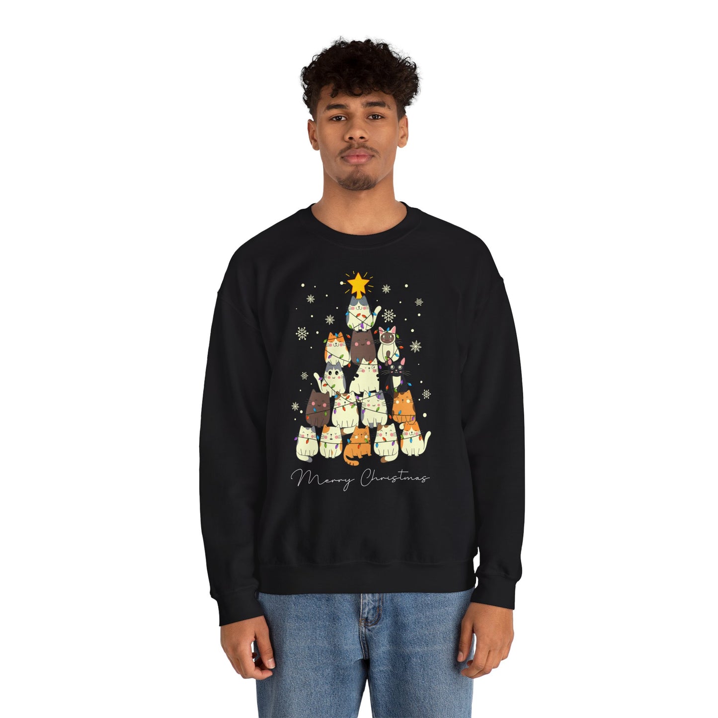 Katzen-Weihnachtsbaum Pullover | Unisex Christmas Sweater
