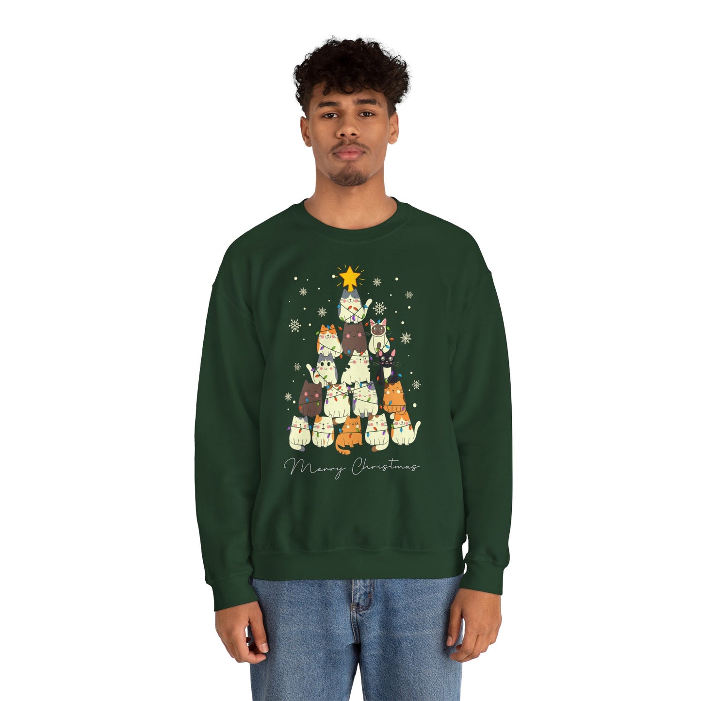 Katzen-Weihnachtsbaum Pullover | Unisex Christmas Sweater