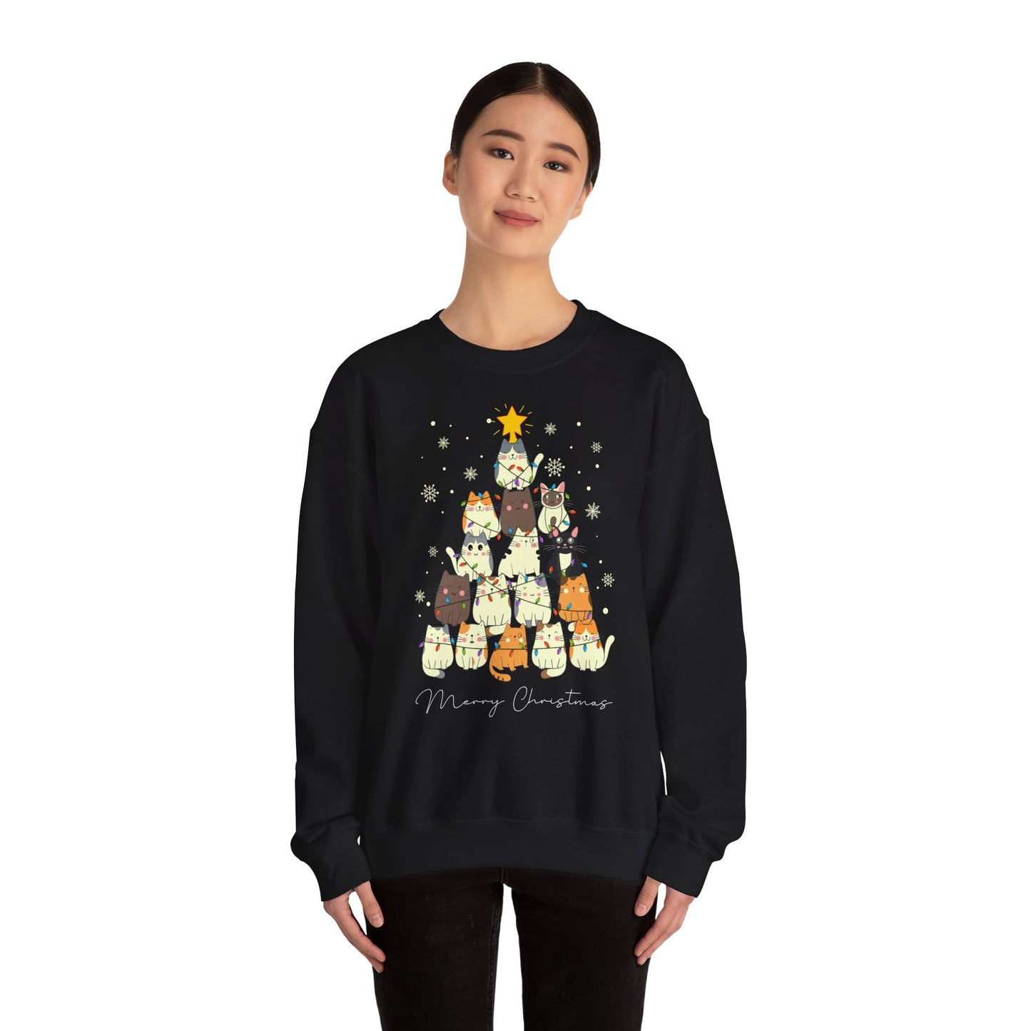 Katzen-Weihnachtsbaum Pullover | Unisex Christmas Sweater