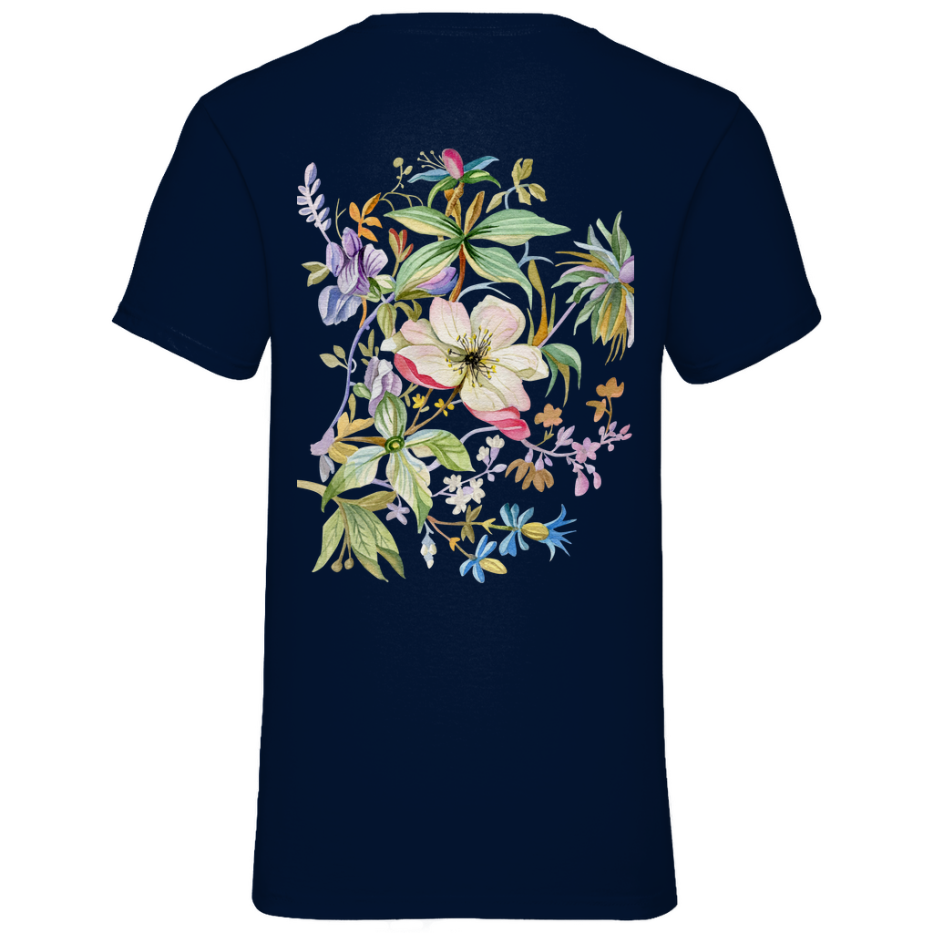 Herren Basic V-Neck T-Shirt Flower