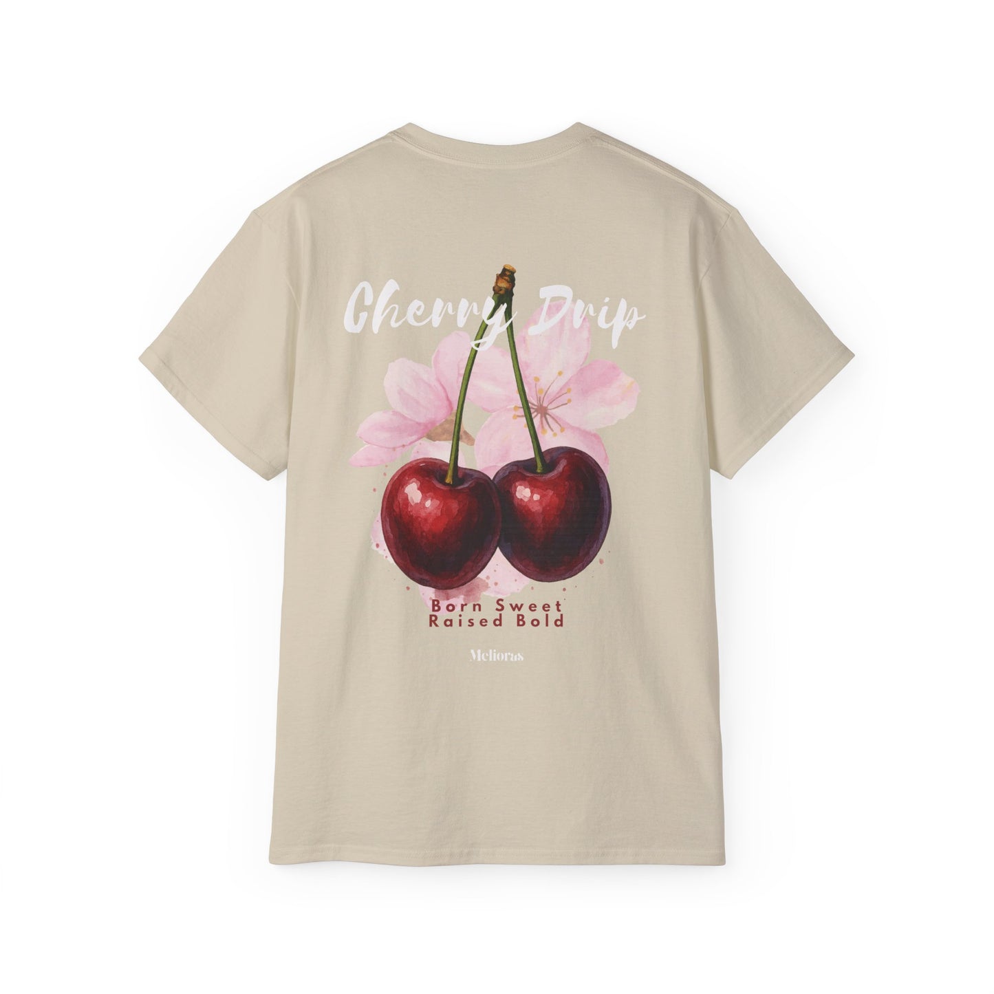 Cherry Drip T-Shirt von Melioras – Oversized Streetwear Shirt aus 100 % Baumwolle (180GSM), hochwertig verarbeitet mit Coverstitch-Doppelnähten