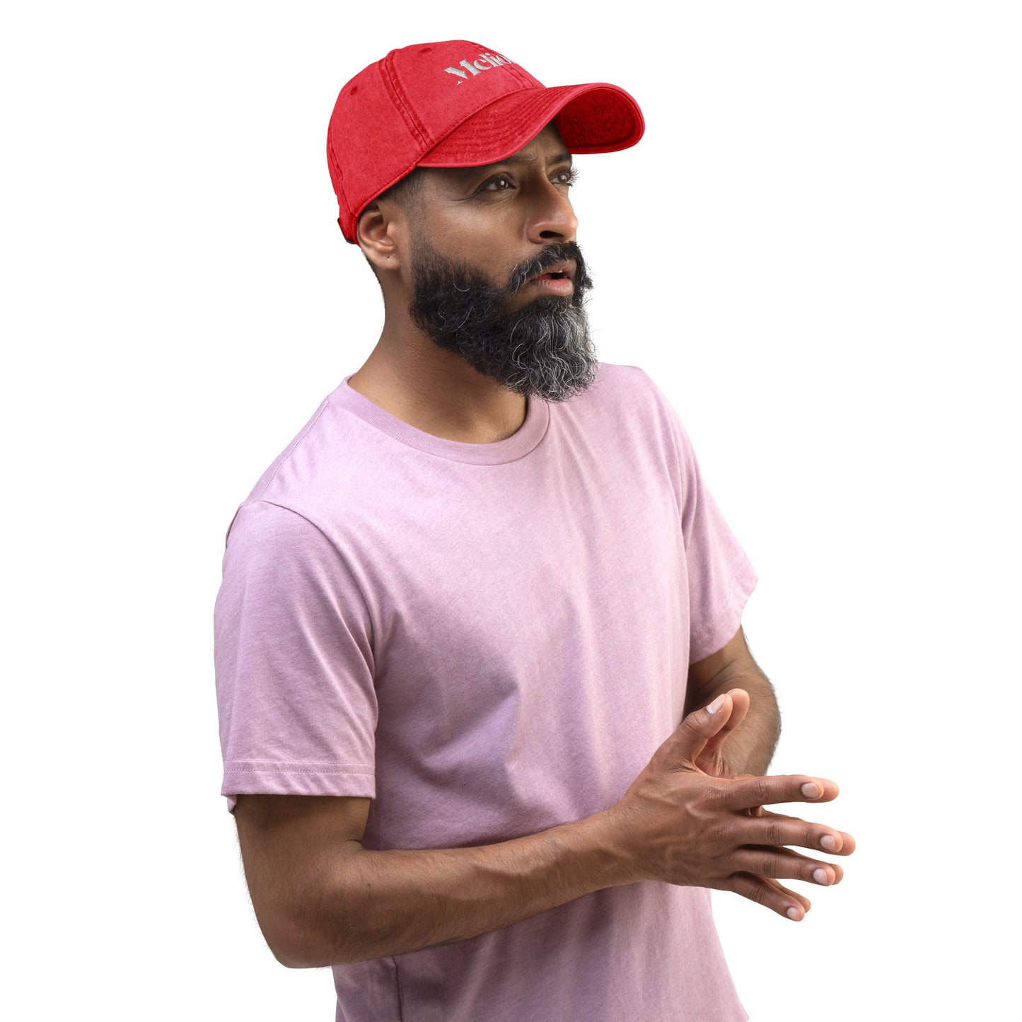 Rote Unisex Cap mit gebogenem Schirm und gesticktem Logo vorne