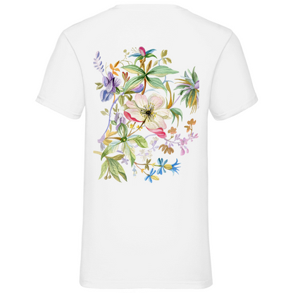 Herren Basic V-Neck T-Shirt Flower