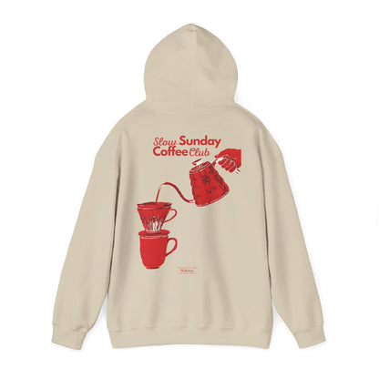 Coffee Pour-Over Hoodie – Red Kettle & Dripper Back Graphic