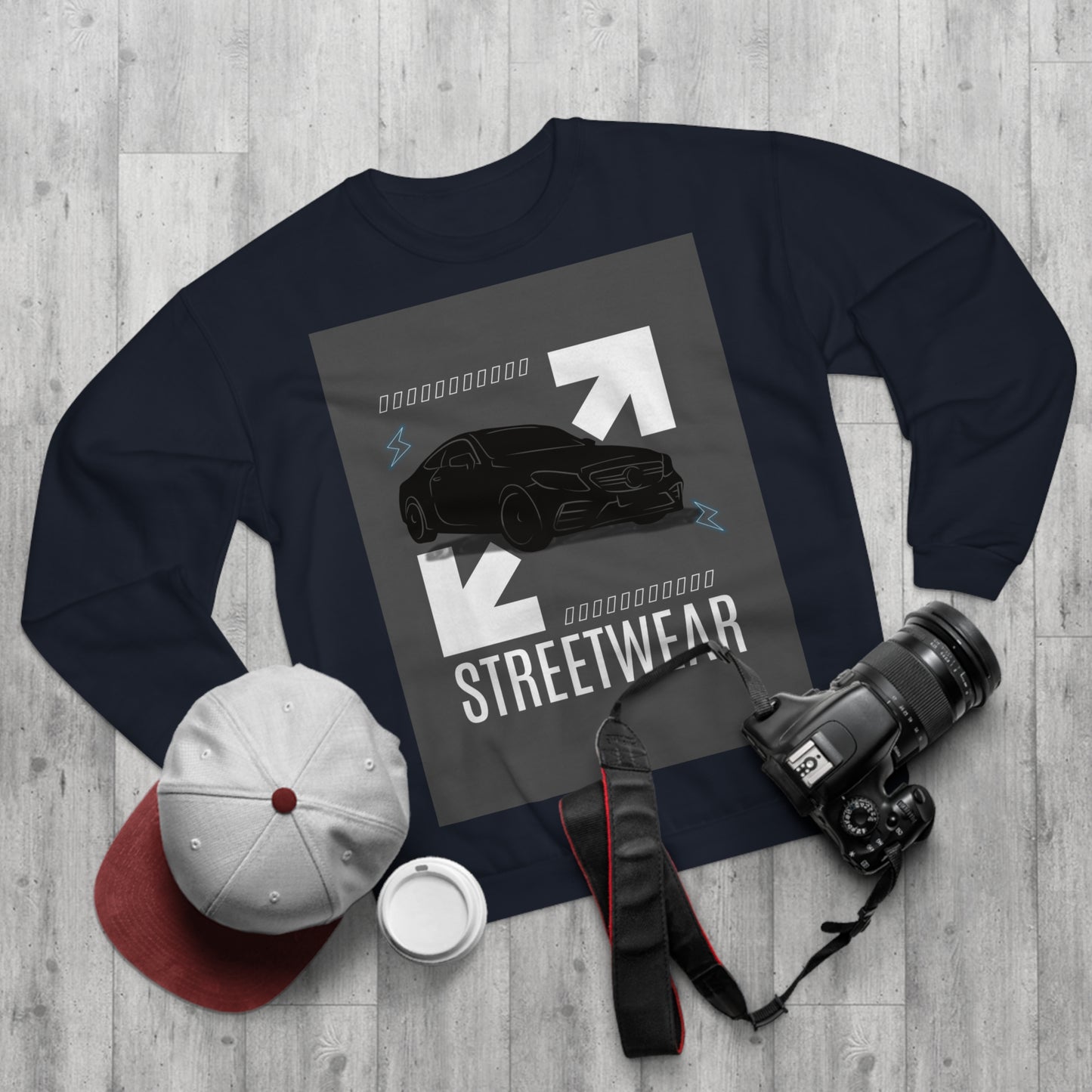 Streetwear Unisex Crew Neck Sweatshirt - Car Design for Urban Style | Melioras