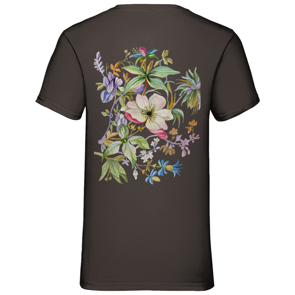 Herren Basic V-Neck T-Shirt Flower