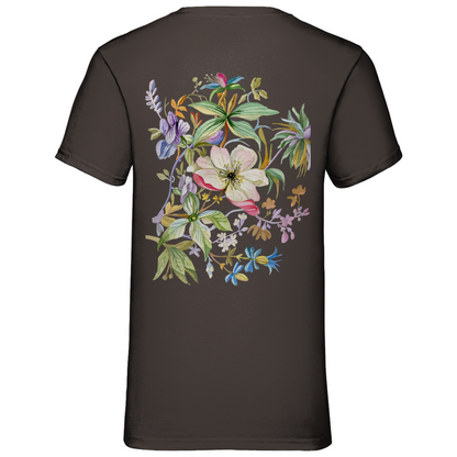 Herren Basic V-Neck T-Shirt Flower