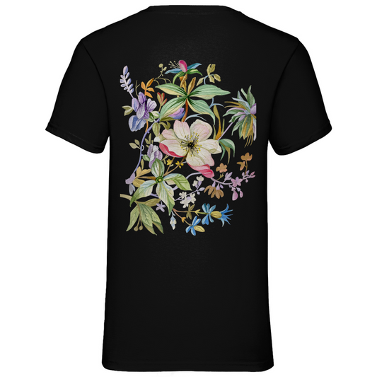 Herren Basic V-Neck T-Shirt Flower