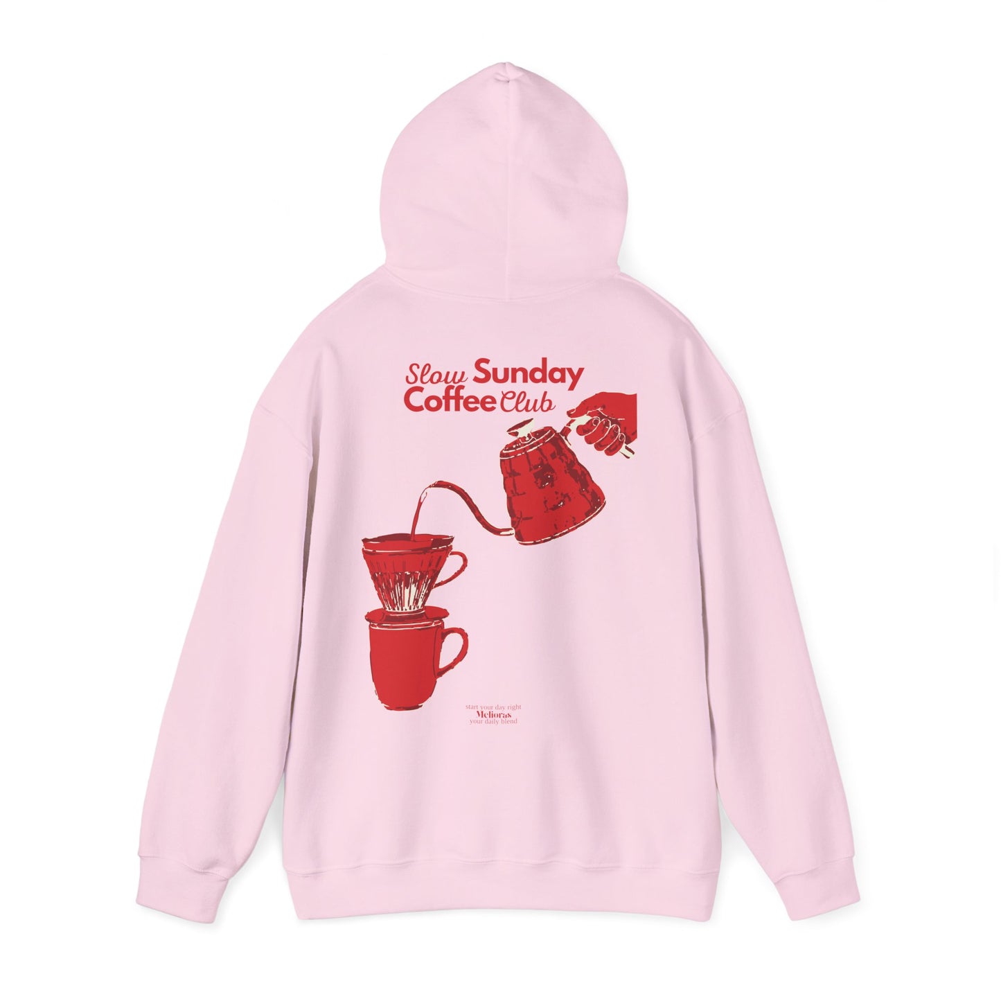 Coffee Pour-Over Hoodie – Red Kettle & Dripper Back Graphic