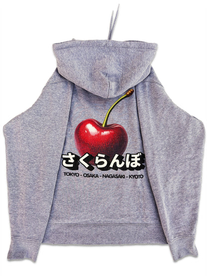 Oversized Japan Hoodie mit Kirsch-Backprint und japanischer Schrift – 350 GSM Heavy Cotton von Melioras Leipzig