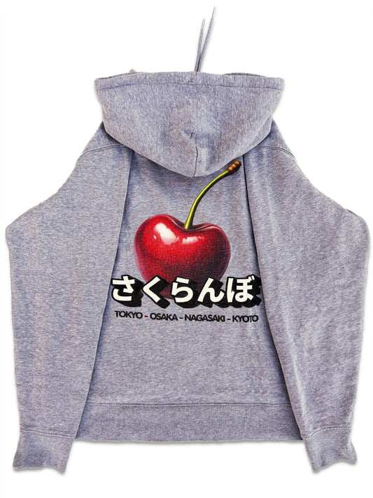 Oversized Japan Hoodie mit Kirsch-Backprint und japanischer Schrift – 350 GSM Heavy Cotton von Melioras Leipzig
