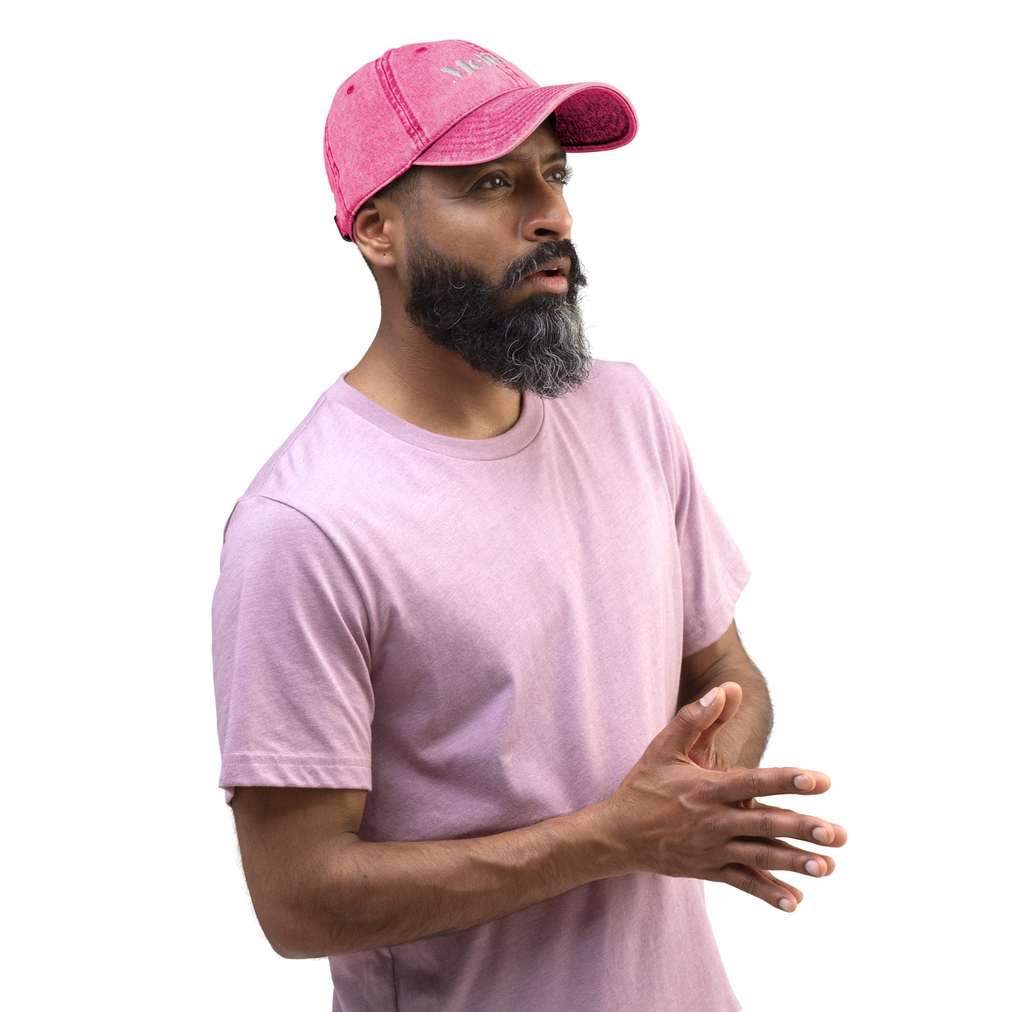 Pinke Unisex Cap mit gebogenem Schirm und gesticktem Logo vorne“