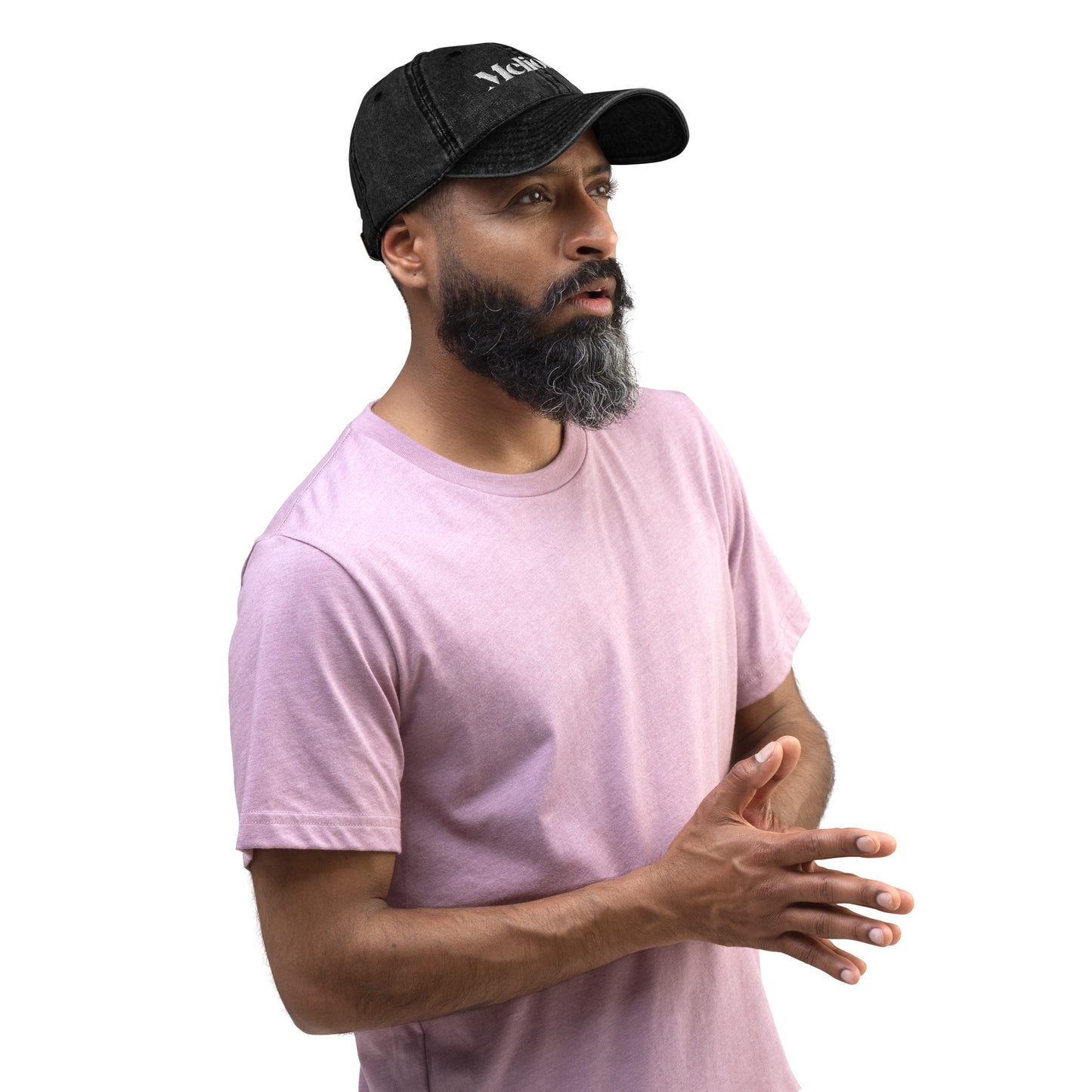 Schwarze Unisex Cap mit gebogenem Schirm und gesticktem Logo vorne
