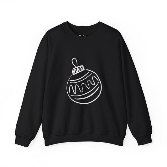 Schwarzes Sweatshirt mit weißem Aufdruck einer Weihnachtskugel – minimalistischer Christmas Sweater aus Baumwolle, ideal für die Winter- und Weihnachtszeit