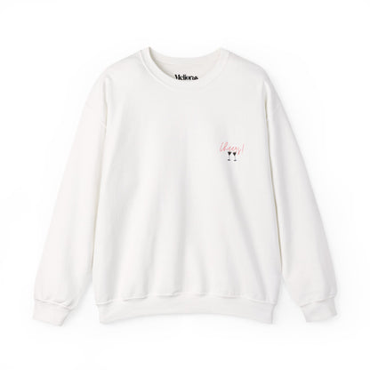 Espresso Martini Pullover Oversized Unisex von Melioras, Cream, Vorderseite mit Cheers DTG Print auf der Brust