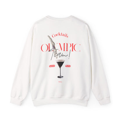 Espresso Martini Pullover Oversized Unisex von Melioras, Cream, mit großem Cocktails Olympic Team Grafik Print auf dem Rücken