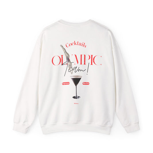Espresso Martini Pullover Oversized Unisex von Melioras, Cream, mit großem Cocktails Olympic Team Grafik Print auf dem Rücken